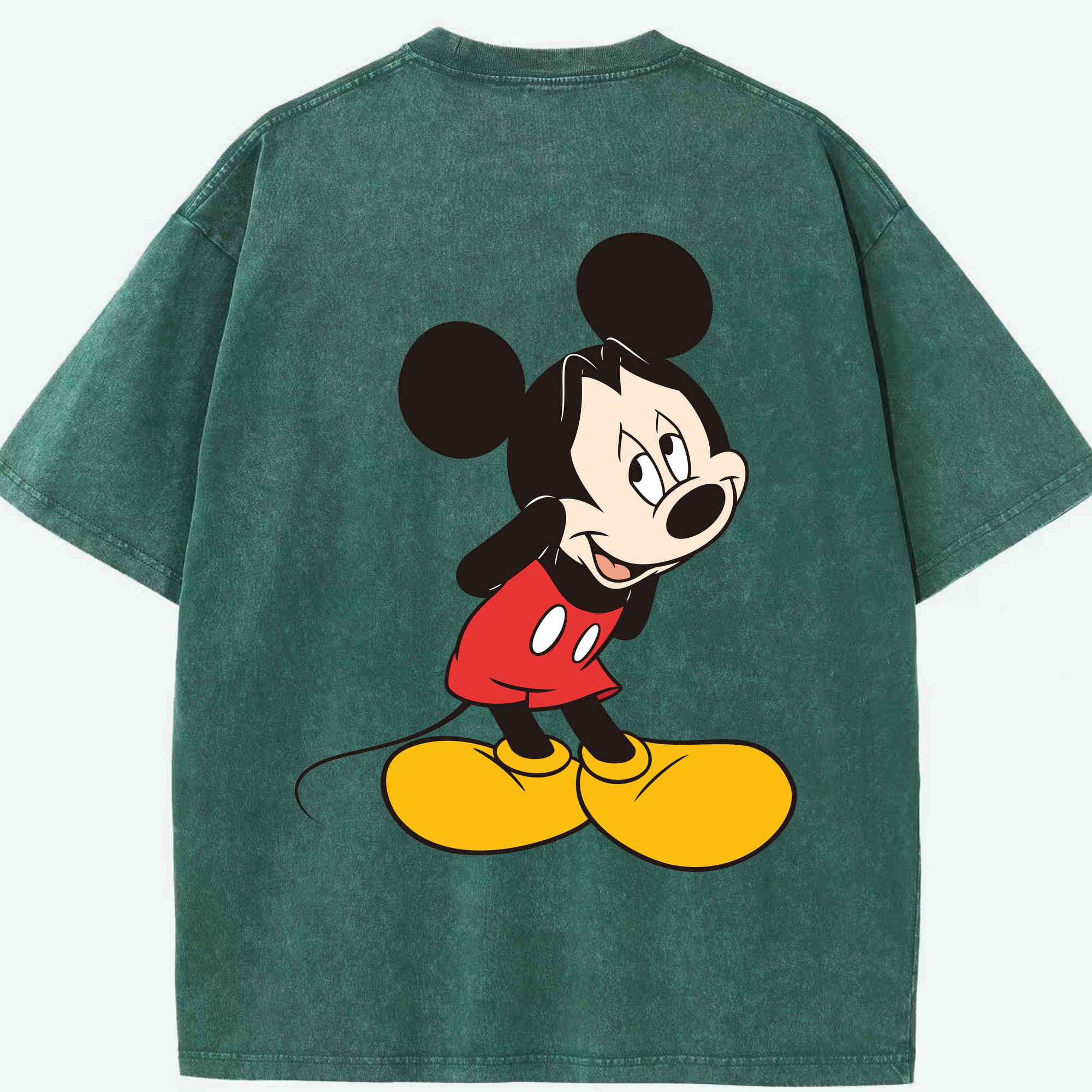 （画像用） ミッキーマウス Mickey Mouse 綿100% ヴィンテージ風 半袖Tシャツ（背面プリント）